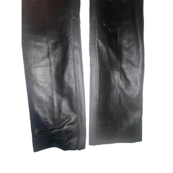 Adult S Black Leather Motorcycle Riding Chaps Adjustable Belt Snap Closure 30-34 - Picture 9 of 14
